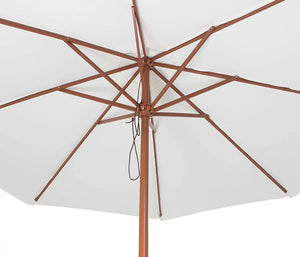 Hindoro Metal Center Pole Patio Umbrella (White) with Base - Garden Umbrella, Outdoor Umbrella