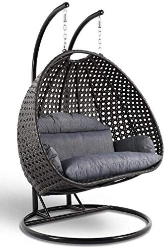 Hindoro Outdoor/Balcony Furniture Double Seater Hanging Swing with Stand (Black)