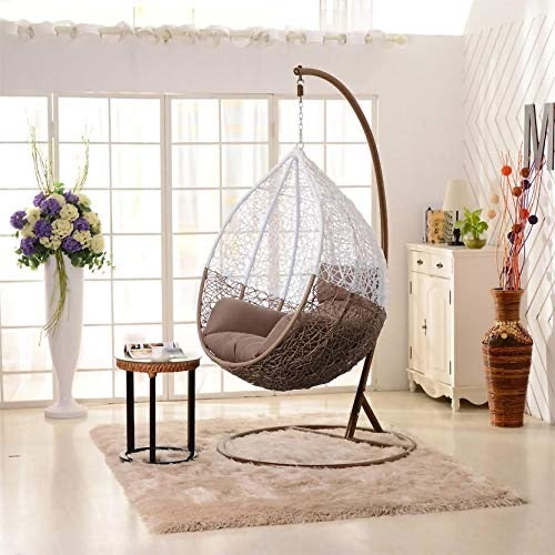 Hindoro Single Seater Swing Chair with Stand Cushion Hook Outdoor